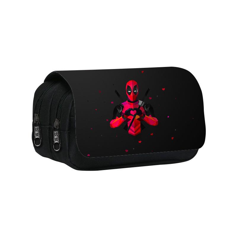 Estuche Doble Capa Marvel Deadpool Con Material de Poliéster Para Estudiantes y Adolescentes