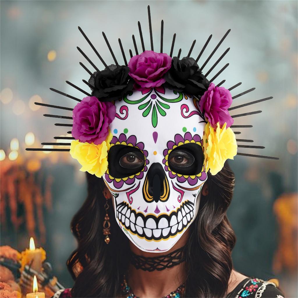 Mexican Day Of The Dead Flower Tie Mask EVA Skull/ Mask Party Masquerade Dress Up Festival Props
