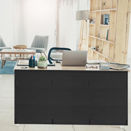 under Desk Privacy Panel Self-Adhesive Modesty Panel Heavy Duty Desk Skirt with Wire Pocket Cable Management Organizer for Office Desk Standing