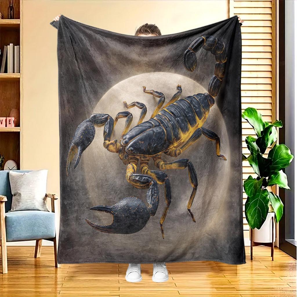 A Night Scorpion Flannel Blanket, Featuring High-Definition Digital Printing, Suitable for All Seasons, a Cooling Blanket, Made of 100% Soft And Skin-