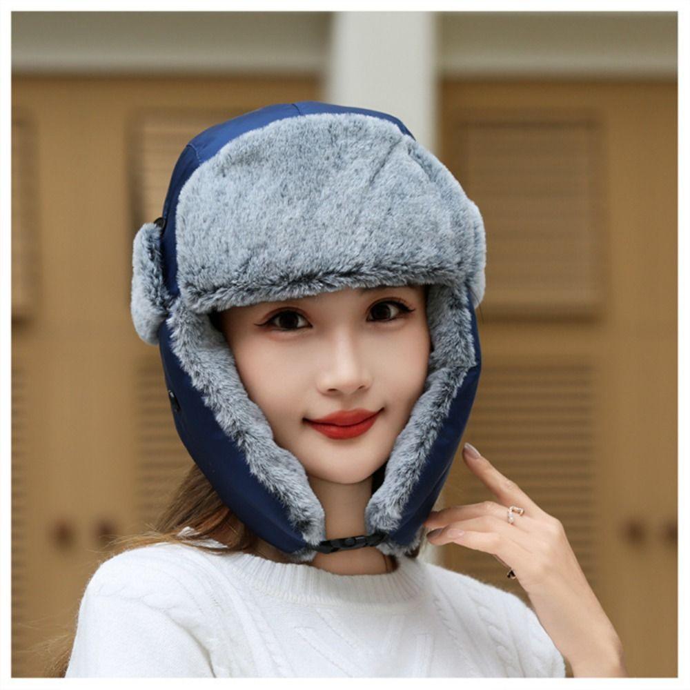 Windproof Lei Feng Hat Warmth Plush Hood Cap Fashion Cold Hat  For Women Man