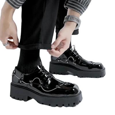 Fashion 2024 Black Shoes Men Classic Platform Oxford Dress Shoes Men Retro Patent Leather Footwear Low-Ankle Party Shoes Mocassin Homme