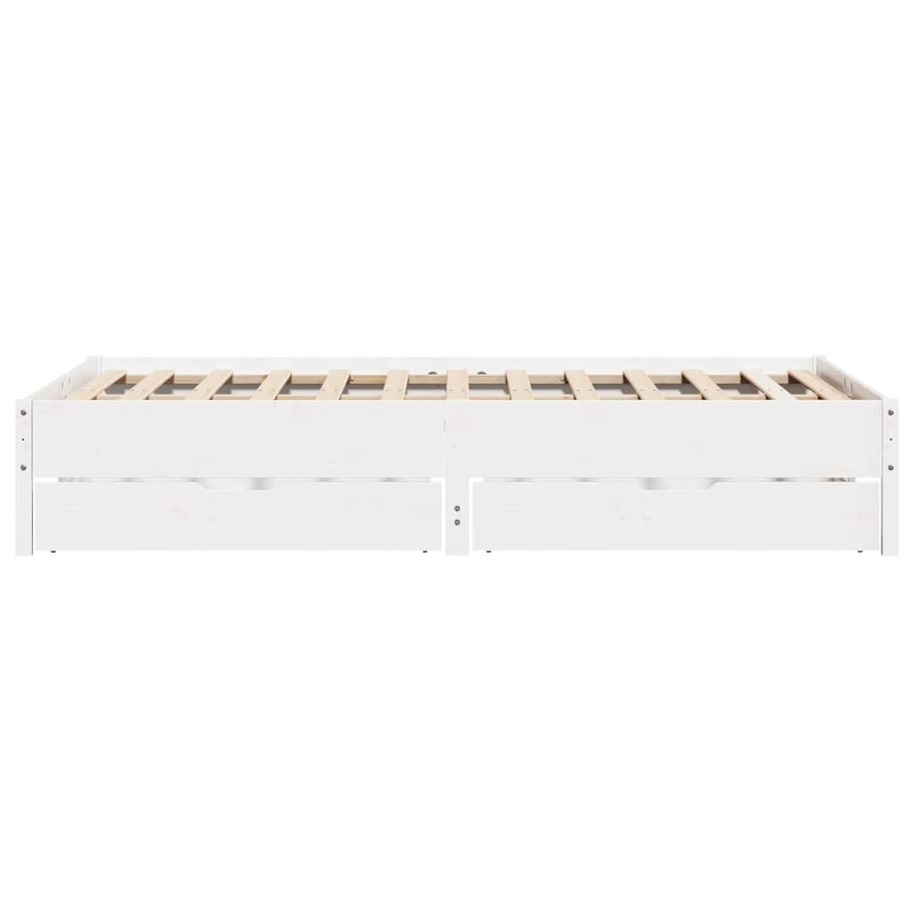 Vidaxl Bed Frame Without Mattress, White, 140X200 Cm, Solid Pine Wood