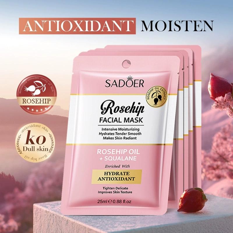 5/10pcs SADOER Rosehip Face Mask Facial Skincare Moisturizing Brightening Firming Hydrating Facial Masks Face Sheet Mask