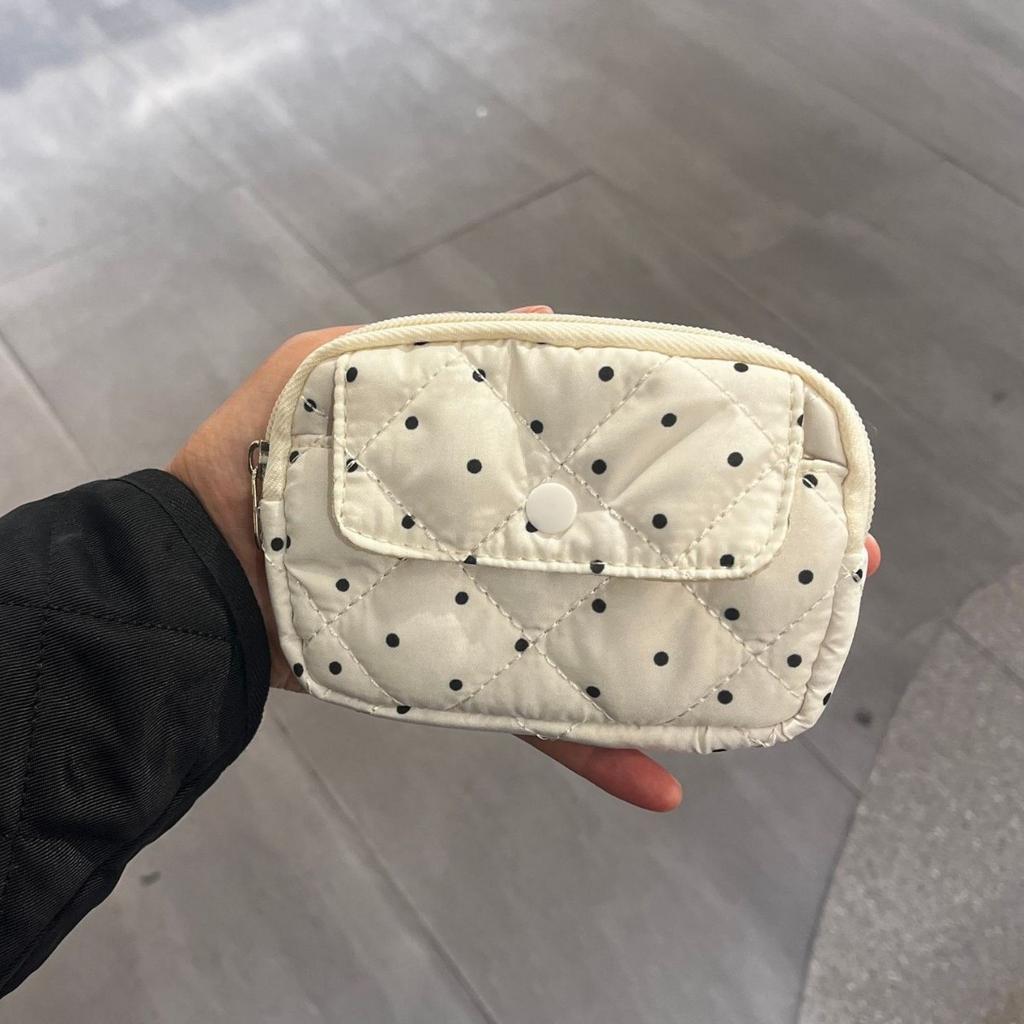 Soft Polka Dot Tampon Storage Bag Large Capacity Embroidered Sanitary Napkin Pouch Thickened Korean Style Makeup Pouch Daily