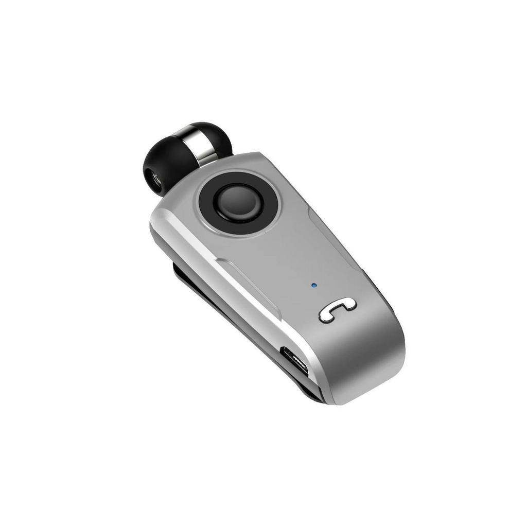 Clip-On Bluetooth Headset with Digital Display, Stereo Sound, Long Battery Life, and Retractable Cable