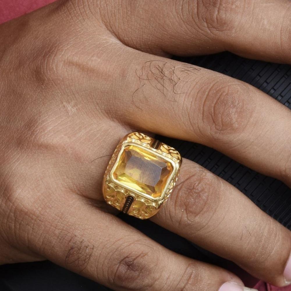 New Retro Alloy Inlaid Gemstone Ring European and American Men's Engagement Ring