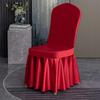 Solid Color Thicken Elastic Pleated Hem Dining Chair Cover Non-slip Slipcover Light Luxury Banquet Chair Cover Hotel Decor