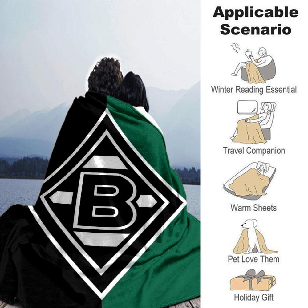 Borussia Split Background Logo Print Fleece Blanket Soccer Fan Soft Warm Throw Blanket for Sofa Couch Bedroom Home Decor Gift