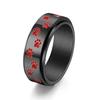 Titanstahl Drehbarer Hundepfotenring für Herren Punk Gothic Verstellbar 8MM Breite Band Einzigartiger Mechanischer Schmuck Geschenk für Ihn