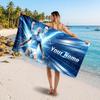 Erling Haaland Custom Beach Towel, Personalized Name Text Print, Football Logo Soft Quick‑Dry Towel Holiday Gift