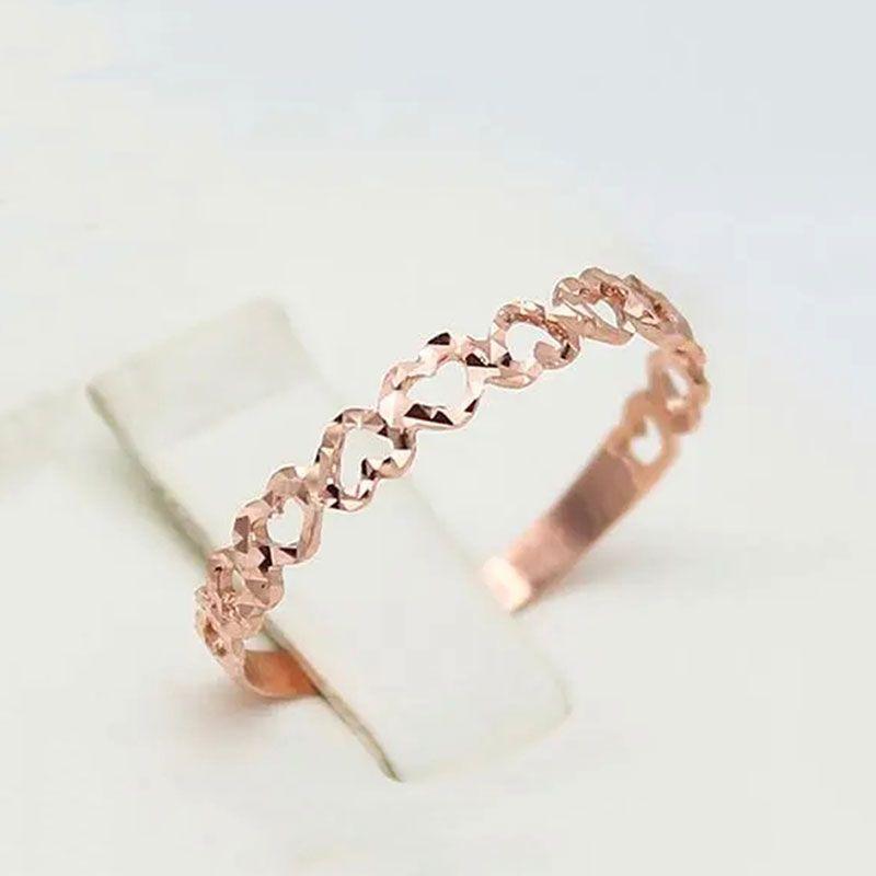 Purple Gold Plated Rose Gold Love Hollow Ring Simple Fashion Personality Temperament Wind Color Gold Live Ring