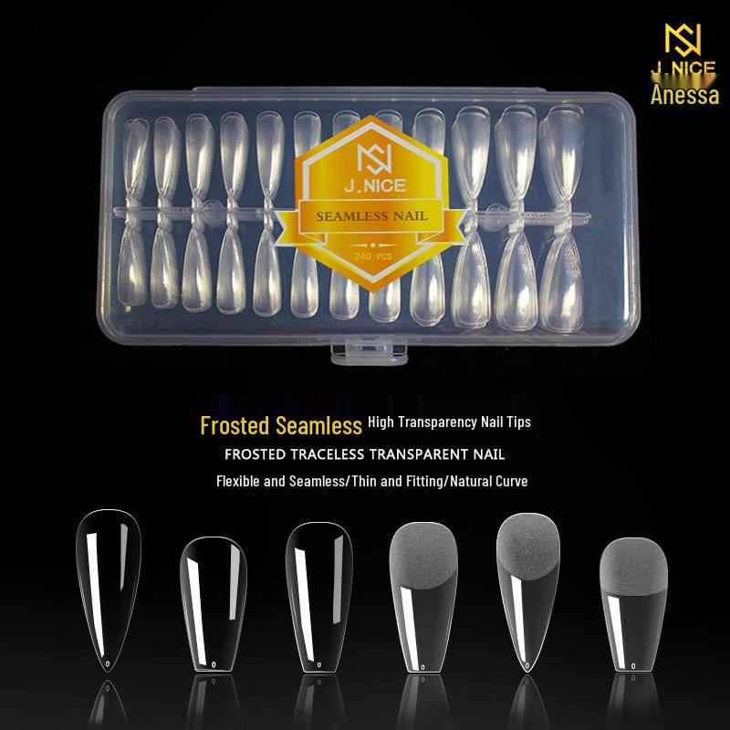 Dual-Use Seamless Transparent Frosted Nail Tips - Extendable Flat/Arc Design