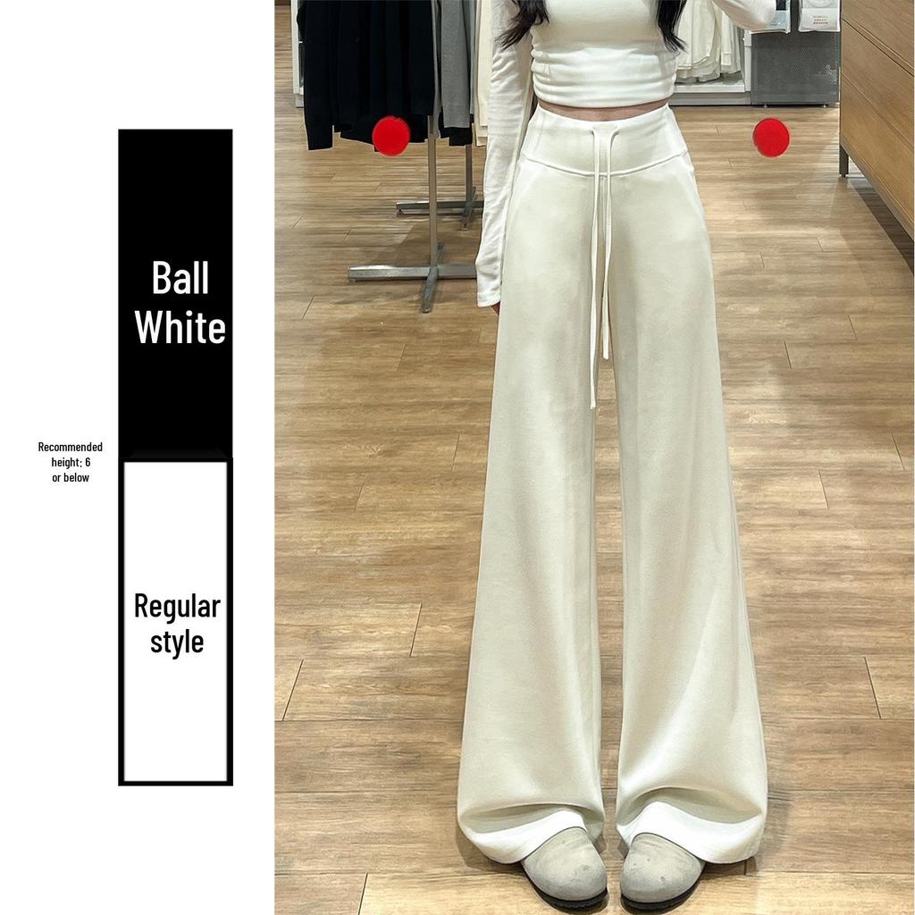 Spring 2026 Deep Gray Plus Size High-Waisted Wide-Leg Pants for Women