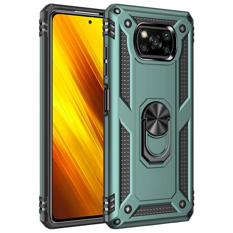 

Для Xiaomi Poco X3 Pro Чехол Armor Shockproof Coque для PocoX3 Poko Little X3 X 3 Pro NFC X3Pro Магнитное кольцо Подставка Держатель Чехол For Poco X3 Pro зелёный