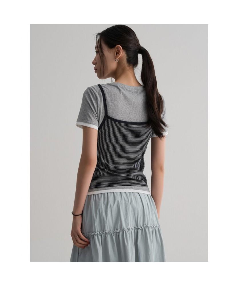 8seconds Striped Layered Jersey Top Navy
