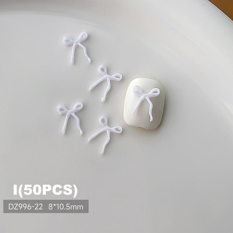 50 Pcs For DIY Manicure And Salon Decoration Soft Mini Bow Shape Nail Art Charms Mix Color 3D Bowknot Resin Accessories