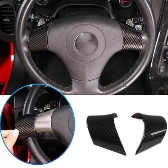 

Carbon fiber ABS Interior Steering Wheel Button Trim Cover For Corvette C6 06-13