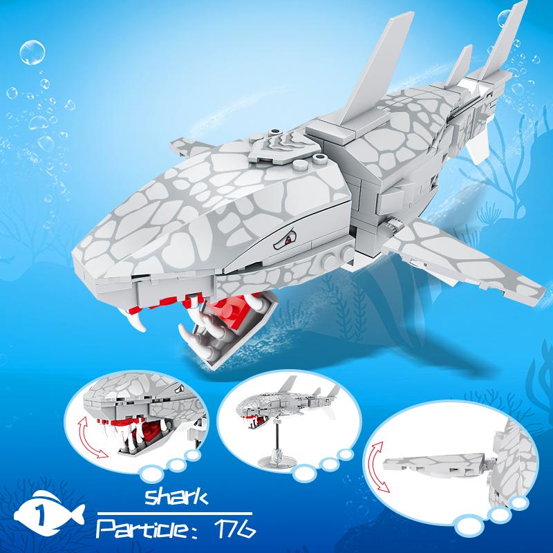 Blocuri de construcție animale Lumea Mării Căluț de mare Rechin Balenă Cărămizi de asamblare Set model Jucării educaționale DIY pentru copii Cadouri de sărbători