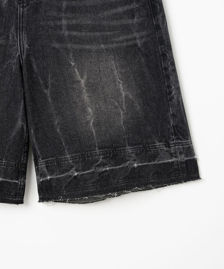 MILLO ARCHIVE Layered Washed Denim Bermuda Pants [Washed Black]