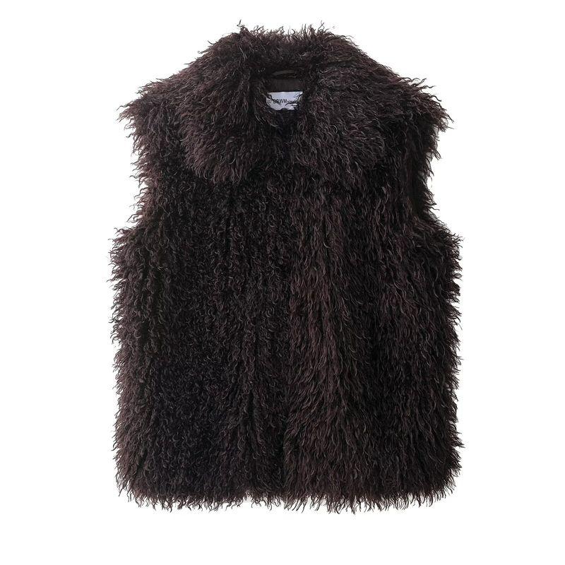 Za Autumn and Winter New Arrivals Women's Clothing Zr European and American Style Sleeveless Faux Fur Effect Lapel Vest 1023263 700