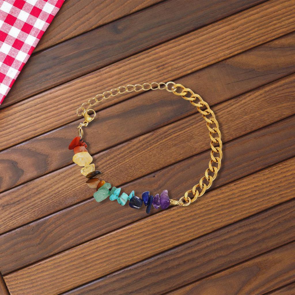 Adjustable Stainless Steel Bracelet Colorful Stone Beads Bracelet Splicing Bracelet for Unique Style and Fashion Looks