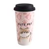 Kitten and Puppy Cup High Cup Milk Tea Cup with Lid Ceramic Souvenir Girl Couple Coffee Cup Student Water Cup