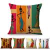 Africa Abstract Art Oil Painting Pattern Sofa Throw Pillow Case African Woman Exotic Decorative Cushion Cover Cojines