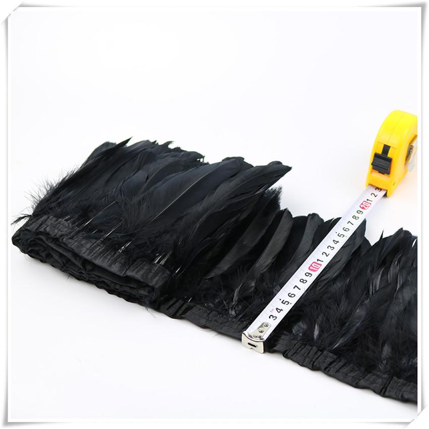High Quality Multicolor Goose Feather Trims 2yards 6-8inches/15-20cm Fringed Feather Trim for Skirt/costumes Ribbon Feathers