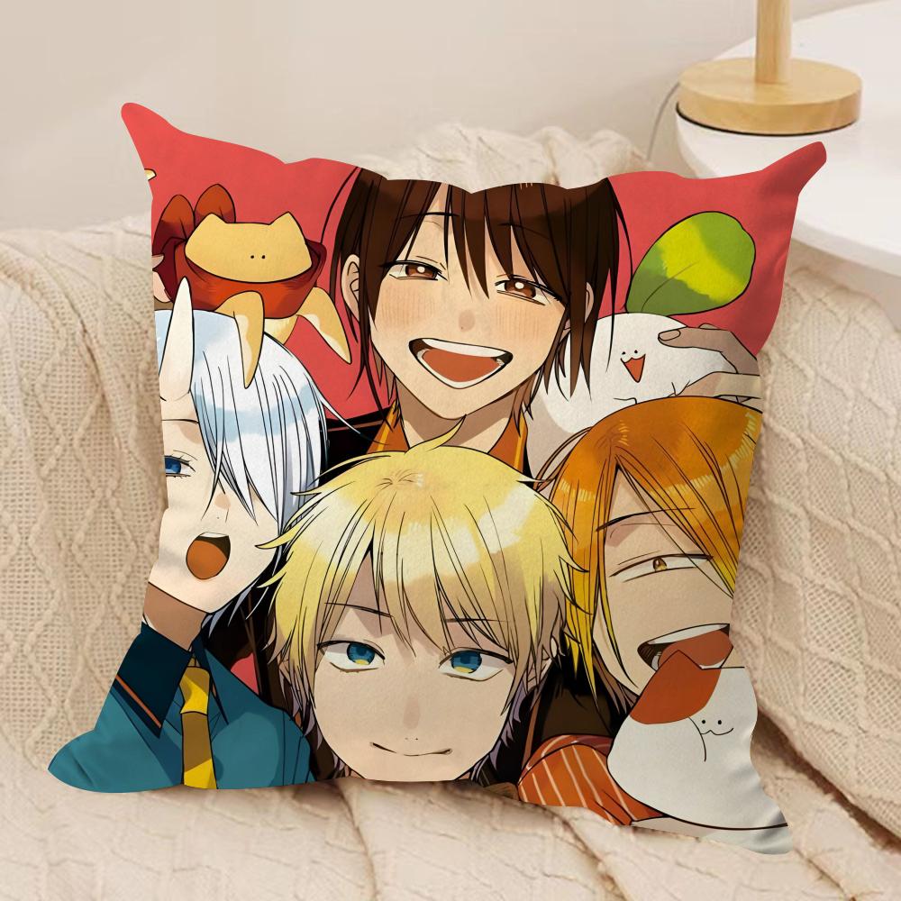 Y-YOUKAI GAKKOU NO SENSEI  Cushion Cover Silky Short Plush Sofa Pillow Cover Hidden Zipper Soft Dustproof Case for Home Decor