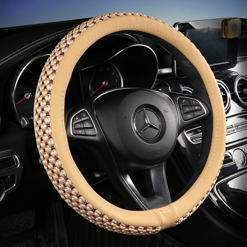 Ice Silk Universal Car Steering Wheel Cover - Non-Slip, Wear-Resistant, Sweat-Absorbent, Suitable for All Seasons and Small Cars