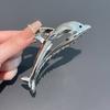 Elegant Cute Dolphin-Shaped Hair Claw Clip Alloy Metal Solid Color Shark Clip Fashionable Hair Accessory For Ages 14+ Single Piece
