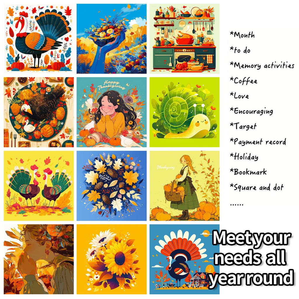 12 Bags Of 6-Inch Turkey Material Backing Paper Thanksgiving Hand Account Material Package