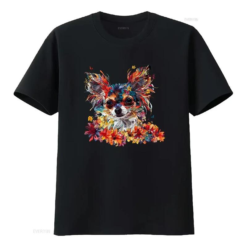 Camiseta Floral De Pelo Largo Con Dise?o De Chihuahua Para P S