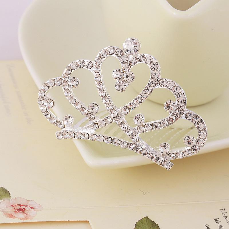 Korean Style Crown Jewelry Comb Hair Ornaments Princess Rhinestone Crown Alloy Colorful Girls Birthday Dance Hair Accessories