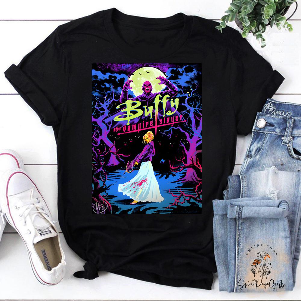 Gran Camiseta Vintage Con Dise?o De Bruja Y Luna De Halloween Negro Horror Movie Shirt Reto Buffy Shirt Gift for Her S