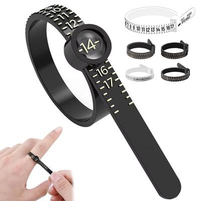 Black/White Ring Measurement Tool Ring With Magnifying Glass Measuring Ring Soft Ruler Finger Size Gauge Size Filter, Durable