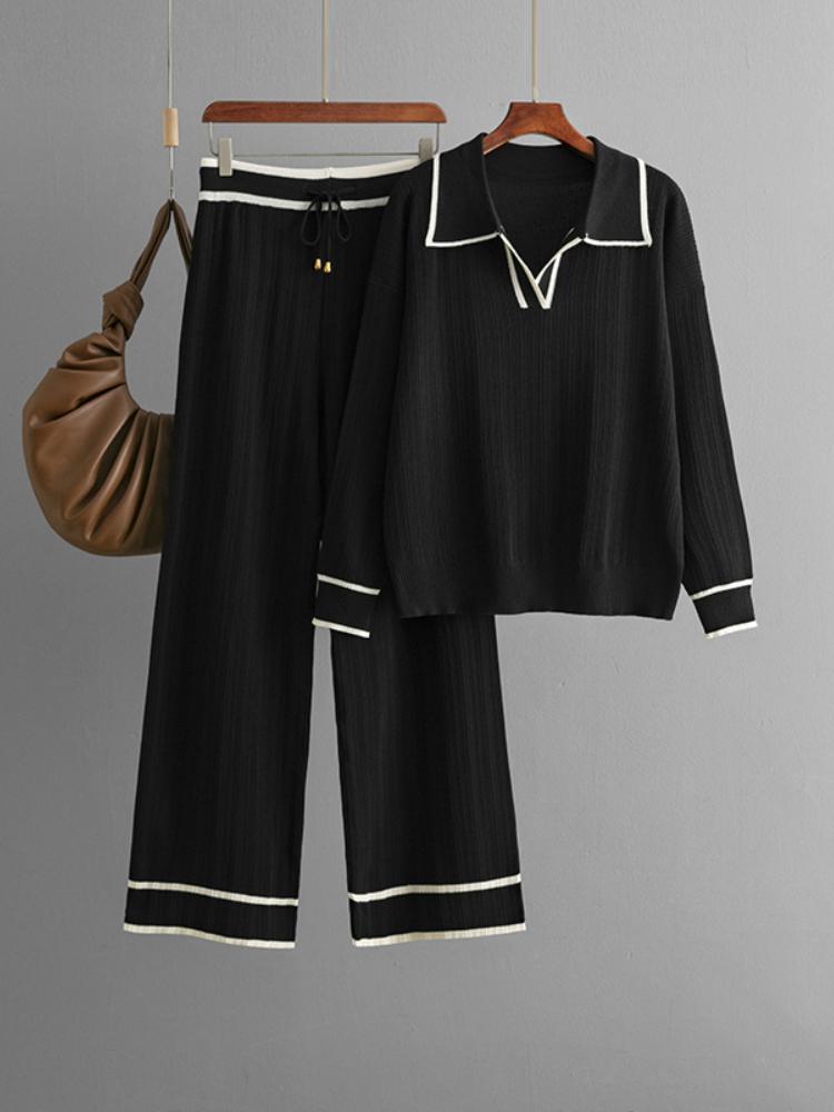 Elegante Damen Pullover Zweiteiler Herbst Winter Neue Büro Damen Strickpullover und Hose 2 Stück Sets Outifits Damen