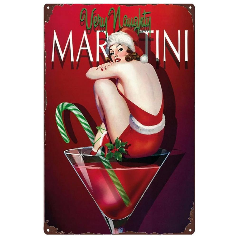 Vintage Pinup Weinmädchen Metallblechschilder Cocktail Martini Fireball Bier Wanddeko für Hausbars Garage Café Clubs Man Cave Pubs