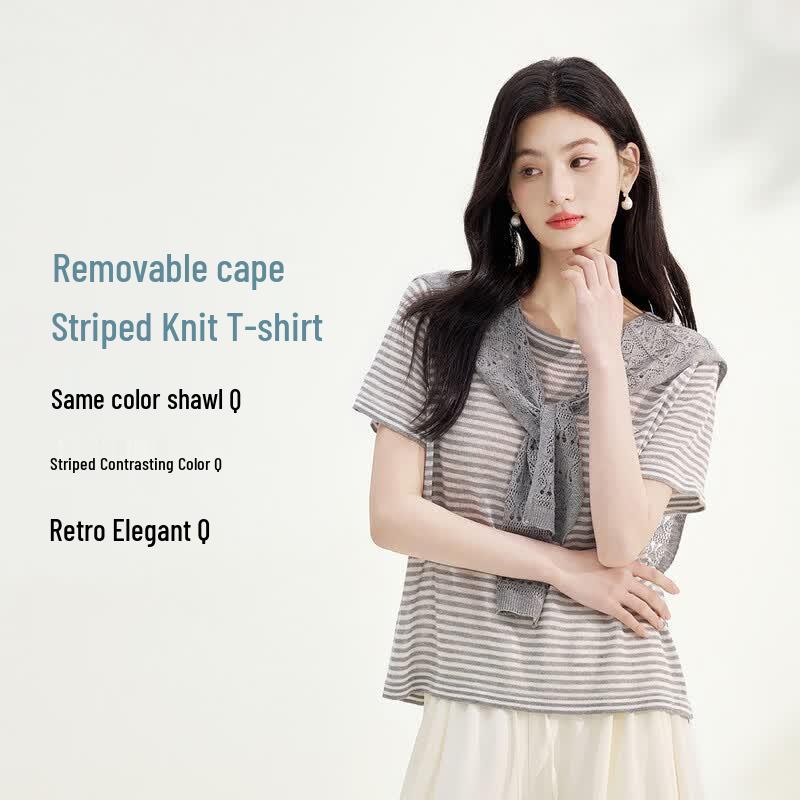 FivePlus Detachable Shawl Short-Sleeve Top One Size