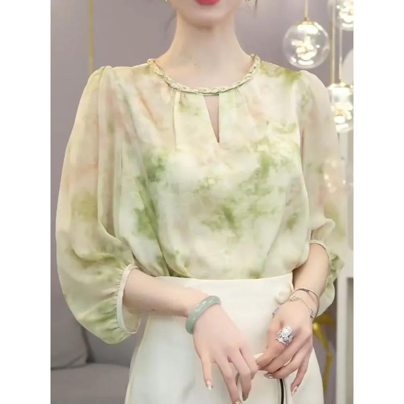 

Женская повседневная блузка мягких тонов с цветовыми блоками, разрезом у шеи и короткими рукавами L разноцветный