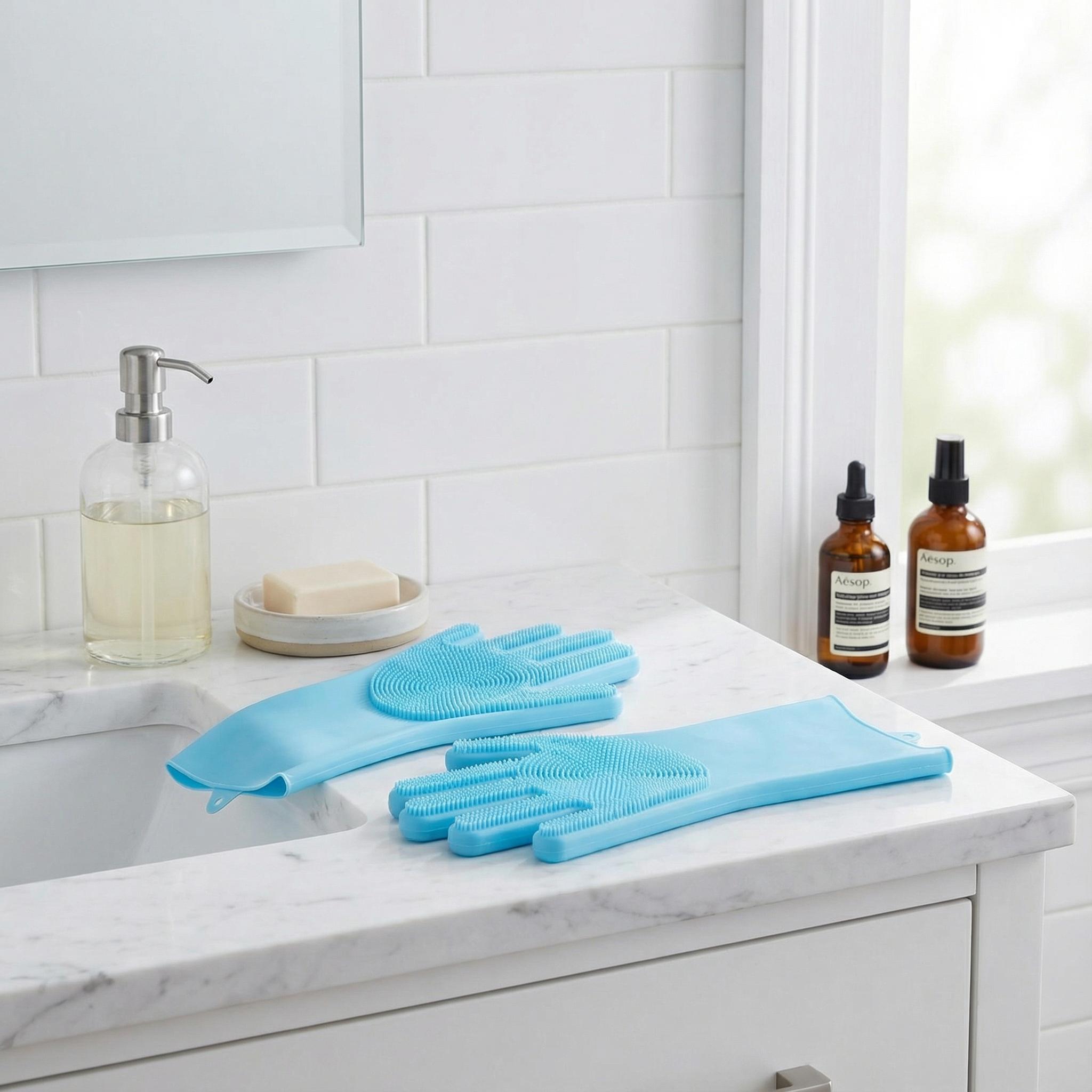 Extra Long Thick Blue Silicone Gloves, Durable & Protective. 17x16cm, Heat & Cut Resistant, Multi-Use United States