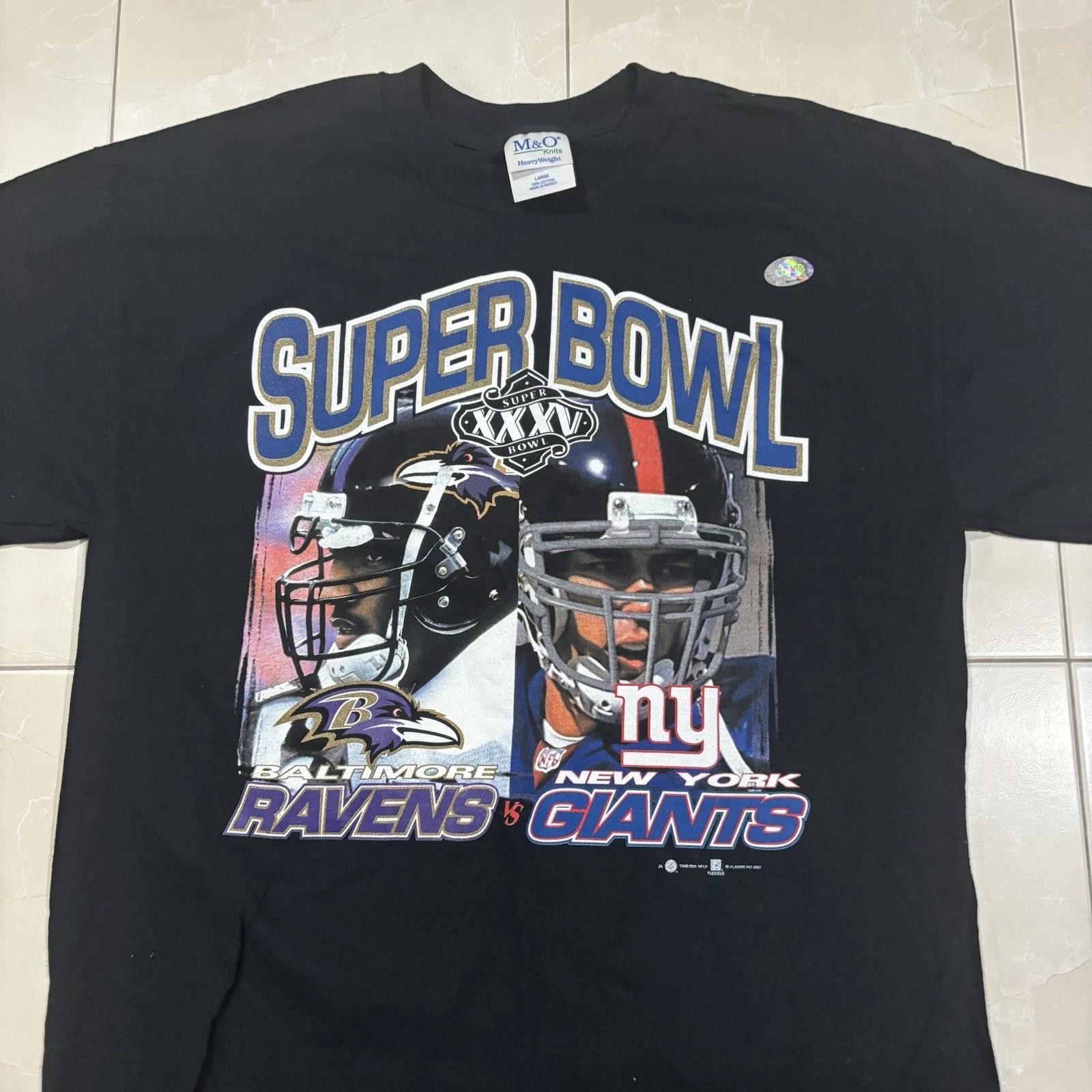 

Vintage Baltimore Ravens Super Bowl T Shirt 2001 Y2K Mens Large NFL Football NEW S