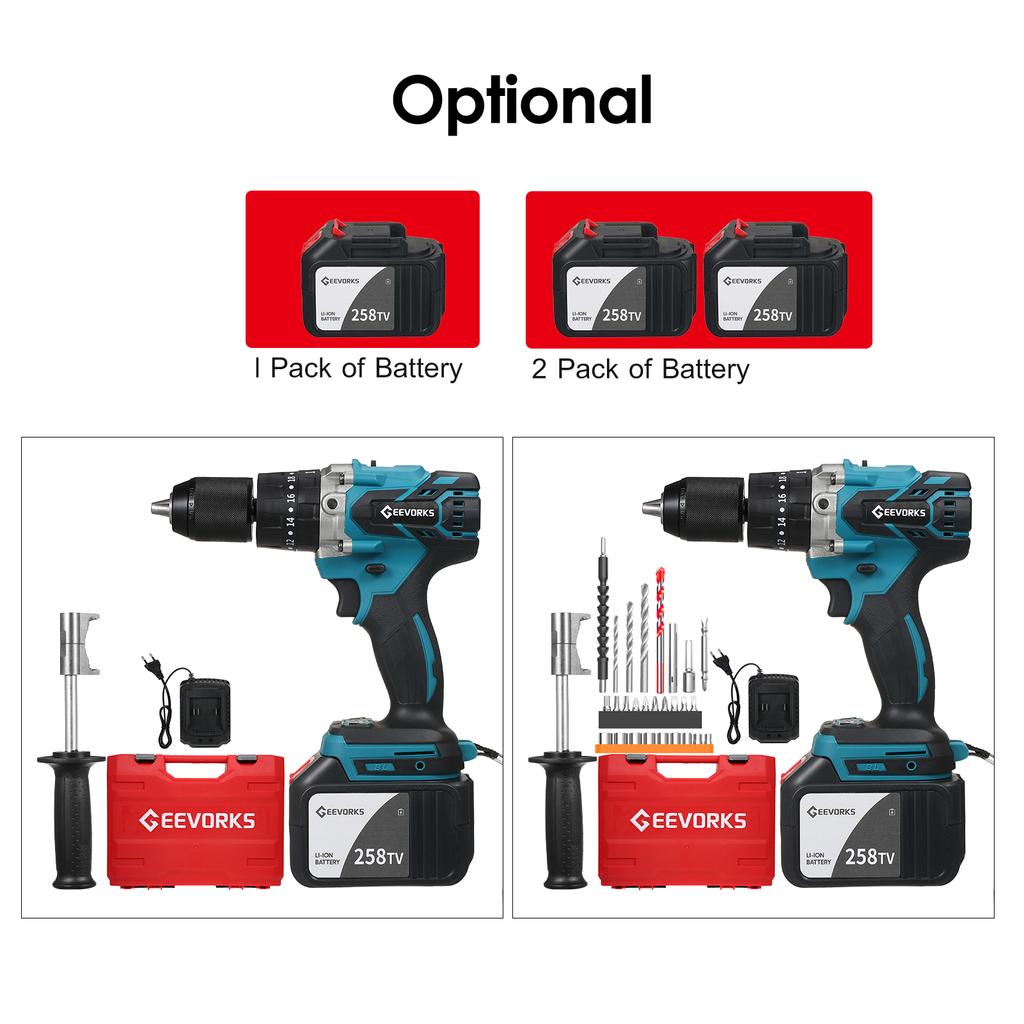 Купить Аккумуляторная дрель-шуруповерт Geevorks, 21 В, максимальный ...