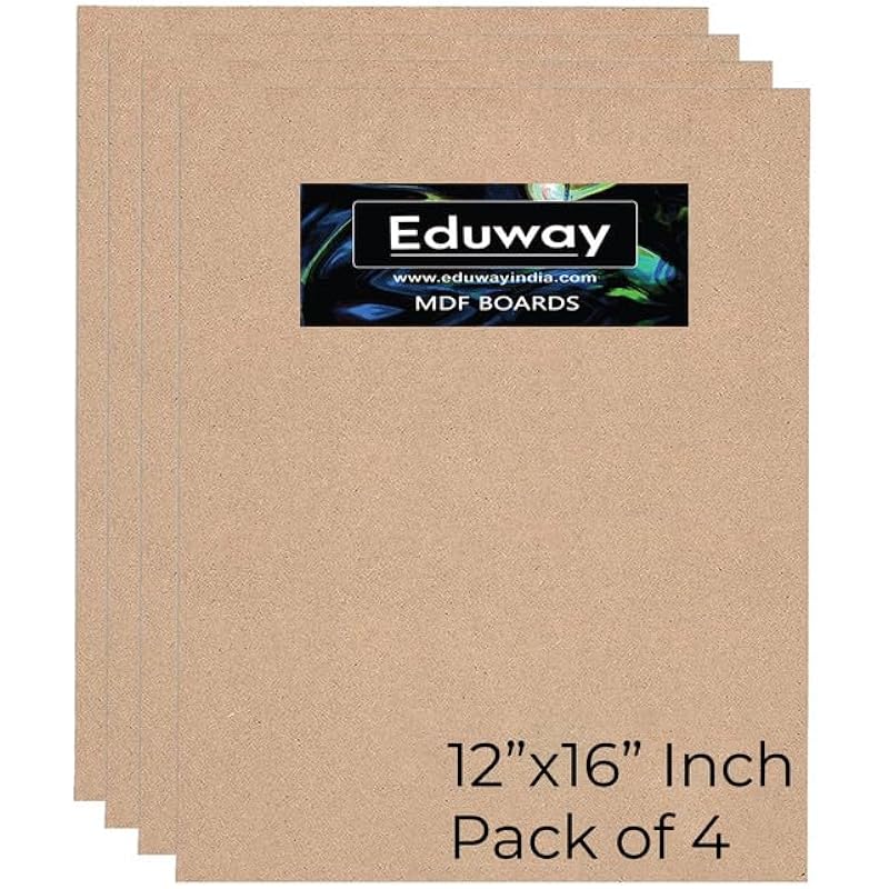 Eduway A3 12X16 Inch Mdf Board Wood Sheet For Mandala , Lippan, Resin Art & Craft, 4Mm Thick, Pack Of 4 - Premium Cardbo