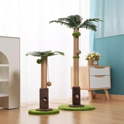 Juguete para Gatos Forma Realista de Palmera Rascador con Columna de Sisal para Afilar Garras Bolas Colgantes Rascador Interactivo para Gatos