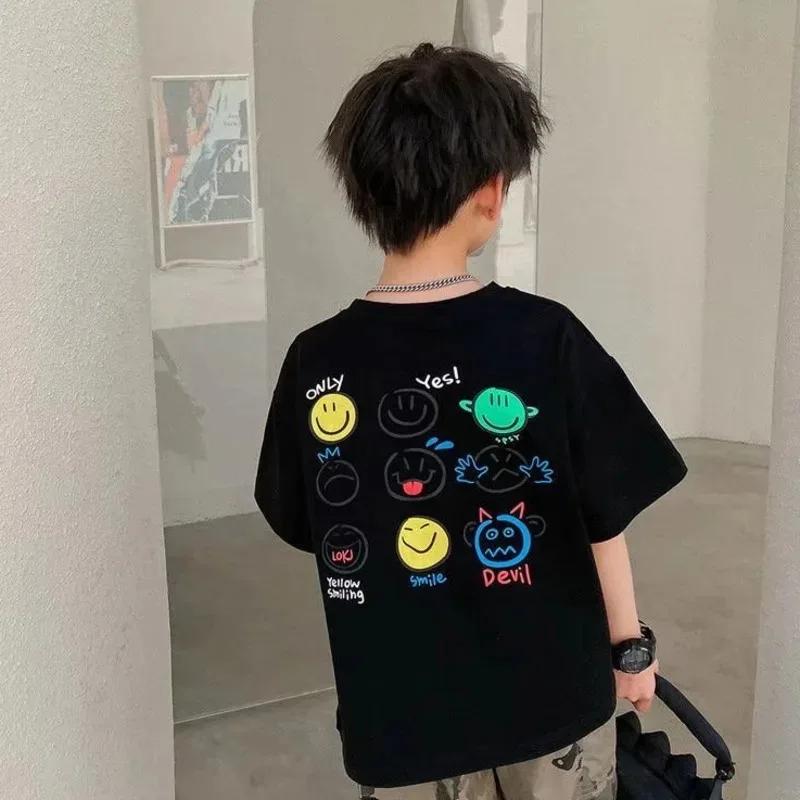 Summer Fashion Simple Short Sleeve TShirt for Children Cotton Casual Versatile Top for Girls And Boys