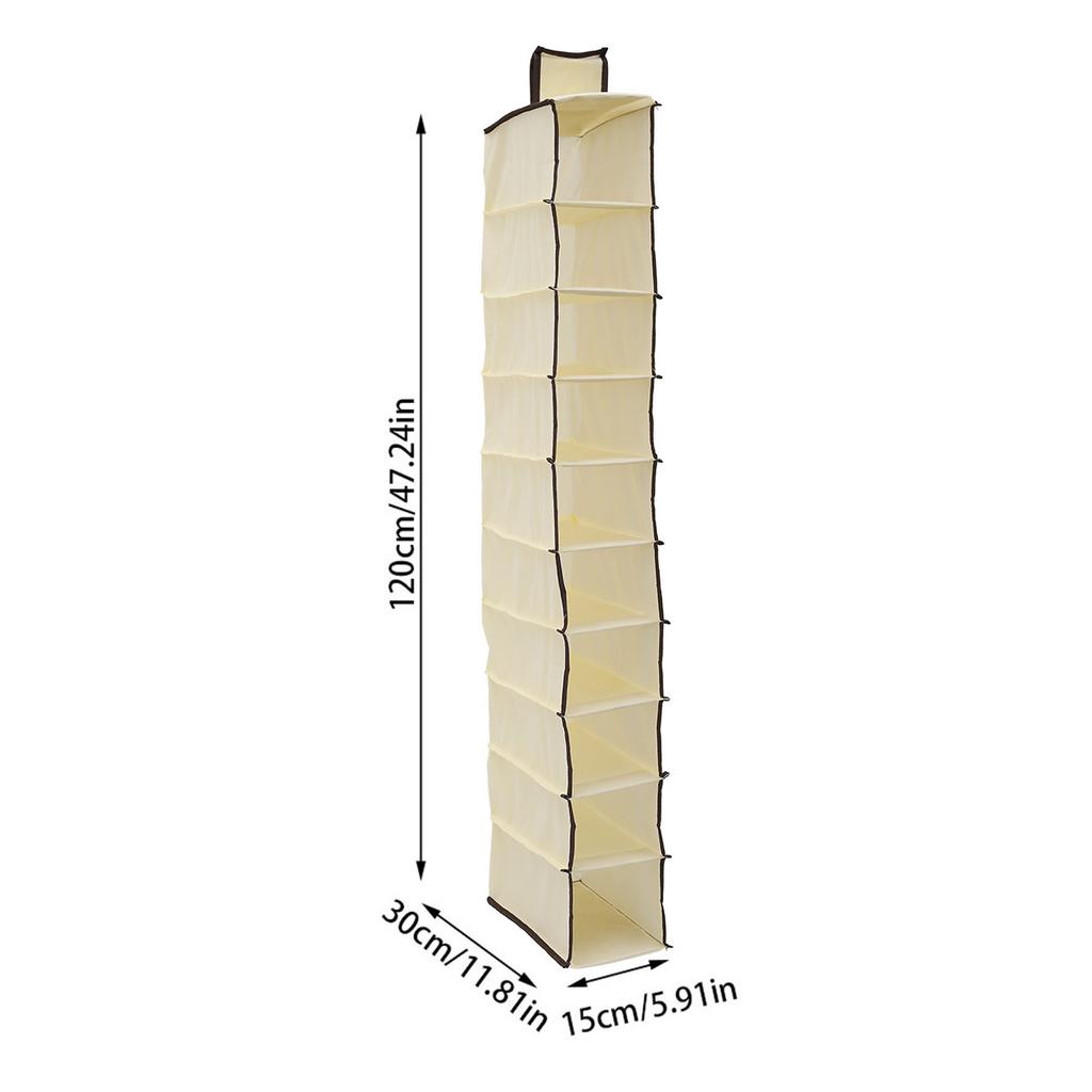 10-Layer Shoe Hanger Foldable Multifunctional Closet Cap Organizer Hanging Bag for Home Bedroom Clothes Underwear Storage Holder