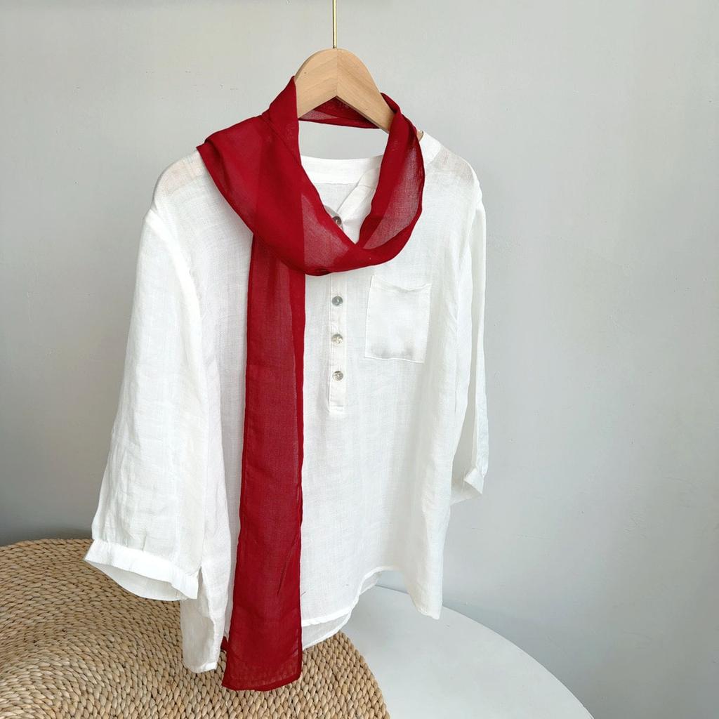 Retro Small Plaid Linen Square Scarf Literary And Versatile Women'S Summer Neck Protection Small Silk Scarf Scarf Accessories