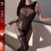 Passionate Sheer Lingerie Set: Fishnet Stockings & Crotchless Bodysuit